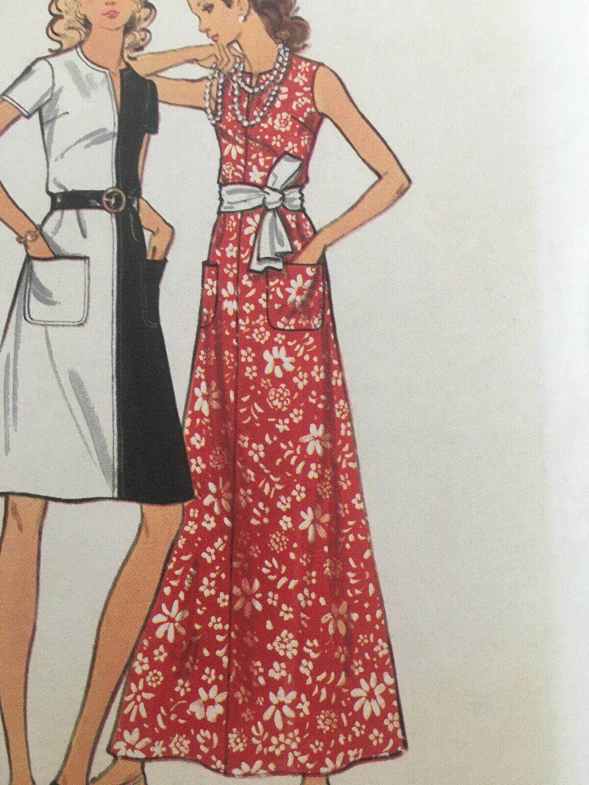 Butterick Sewing Pattern 6693 A-Line Dress 70s Vintage Maxi Midi Size 10 Uncut Boho