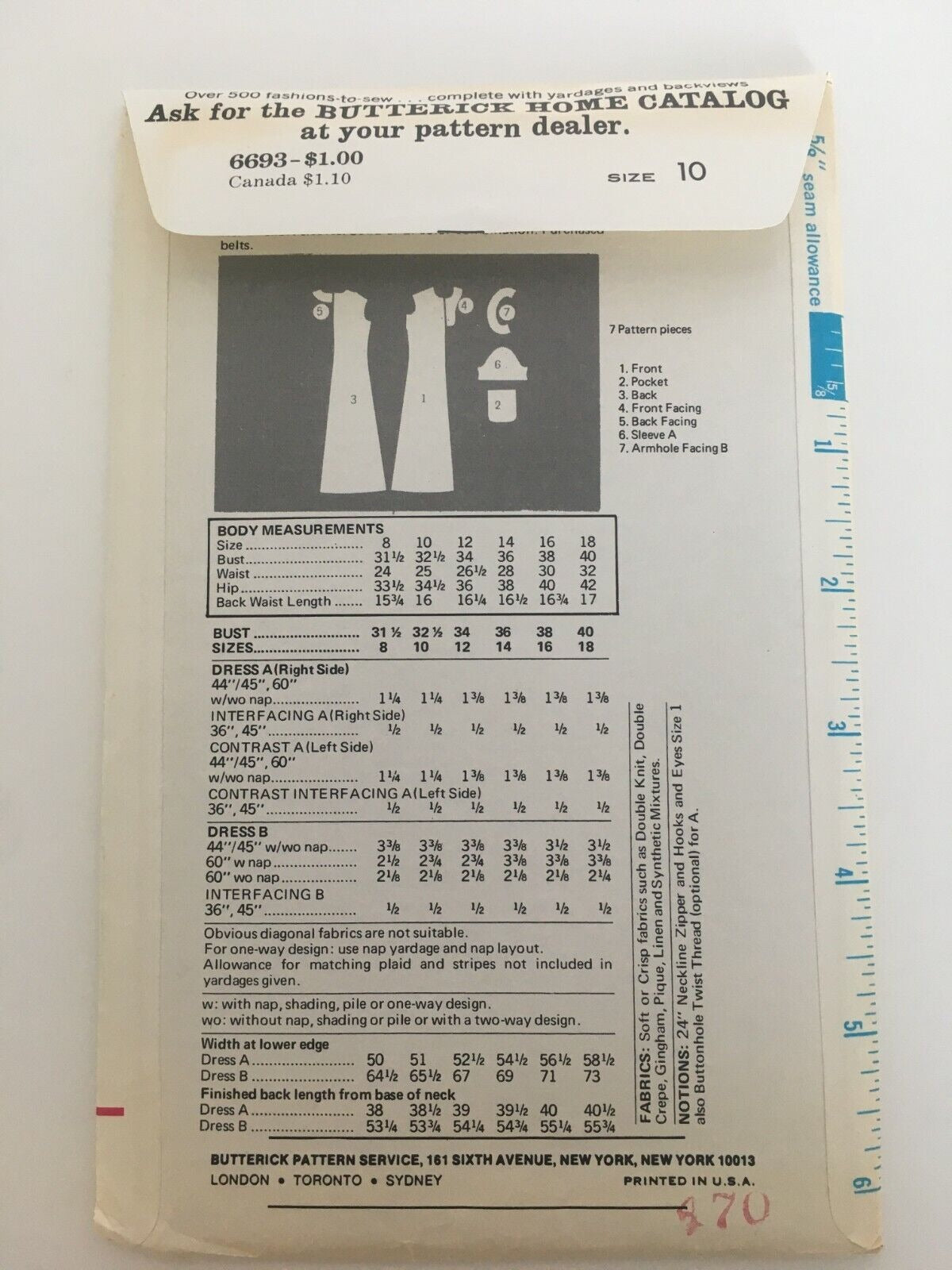 Butterick Sewing Pattern 6693 A-Line Dress 70s Vintage Maxi Midi Size 10 Uncut Boho