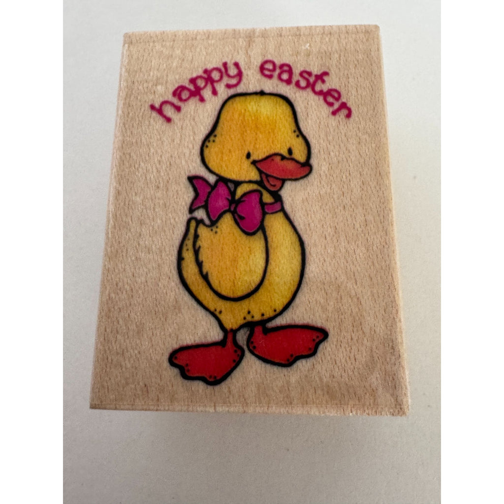 Embossing Arts Rubber Stamp Happy Easter Ducky Duck Bow Spring Card Making Craft