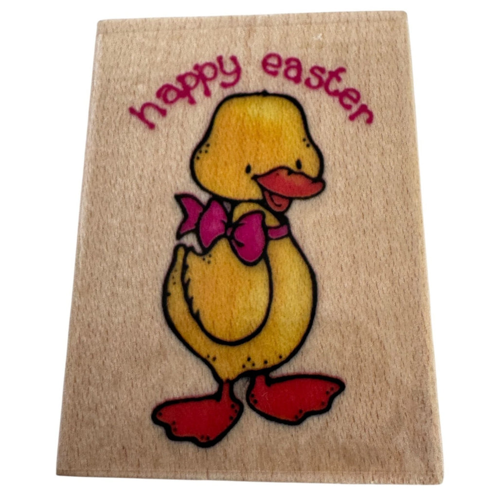 Embossing Arts Rubber Stamp Happy Easter Ducky Duck Bow Spring Card Making Craft