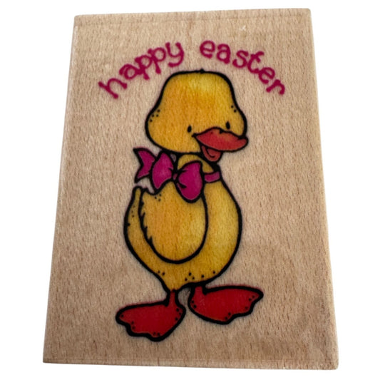 Embossing Arts Rubber Stamp Happy Easter Ducky Duck Bow Spring Card Making Craft