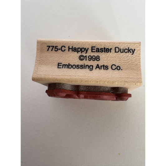 Embossing Arts Rubber Stamp Happy Easter Ducky Duck Bow Spring Card Making Craft