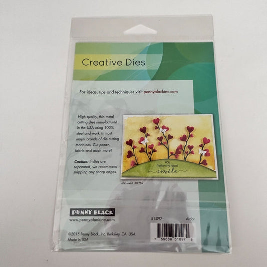 Penny Black Creative Dies Ardor Thin Metal Die Heart Branch Cardmaking Love Mothers Day