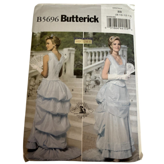 Butterick Sewing Pattern B5696 Regency Dress Costume Empire Waist 8-14 Uncut Making History Victorian