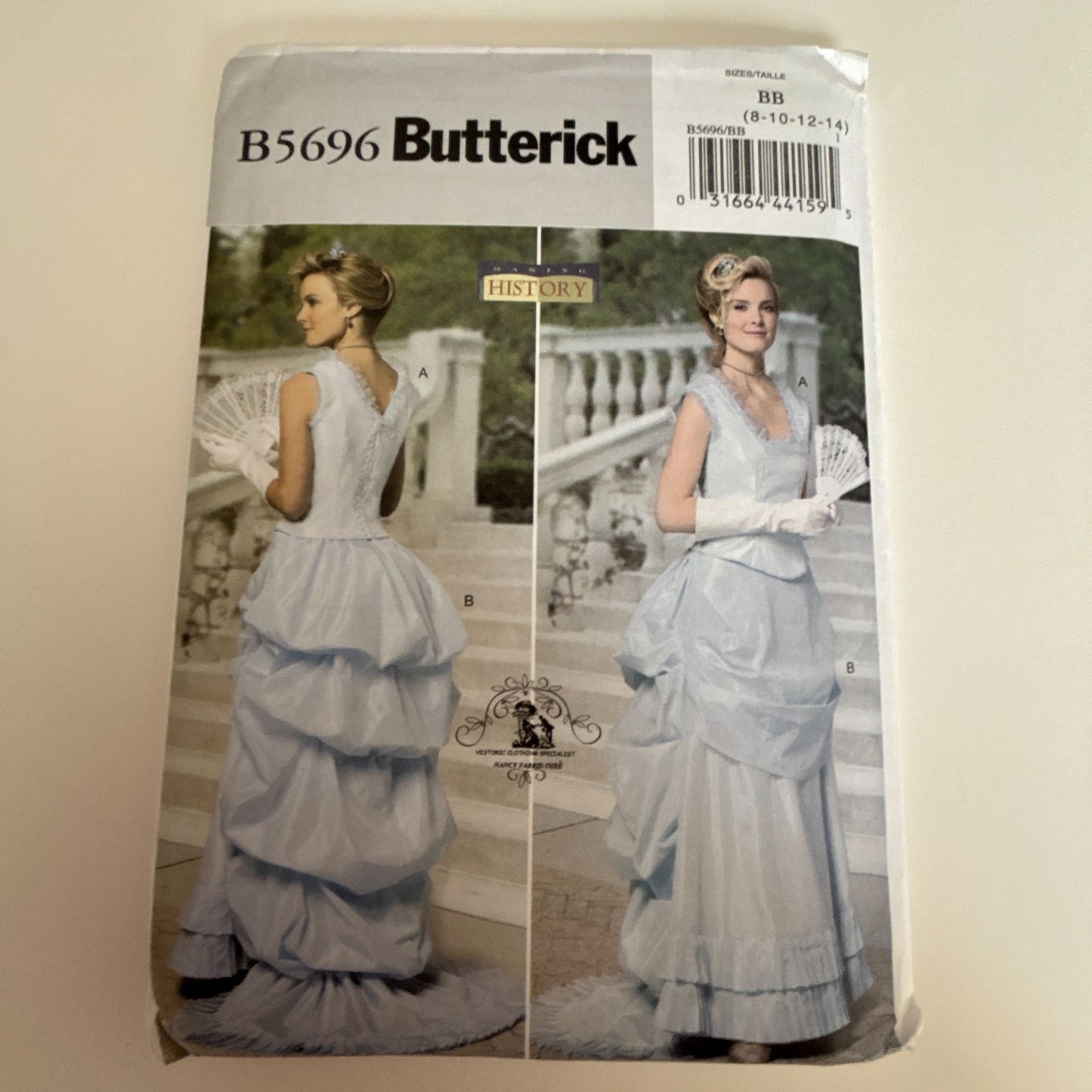 Butterick Sewing Pattern B5696 Regency Dress Costume Empire Waist 8-14 Uncut Making History Victorian