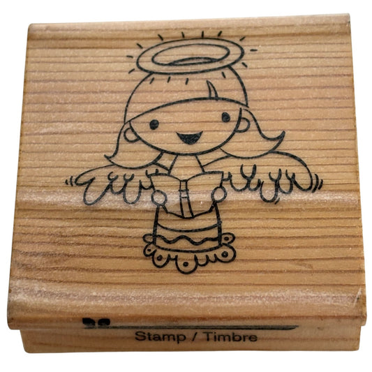 CraftSmart Rubber Stamp Angel Singing Choir Book Music Halo Christmas Holidays