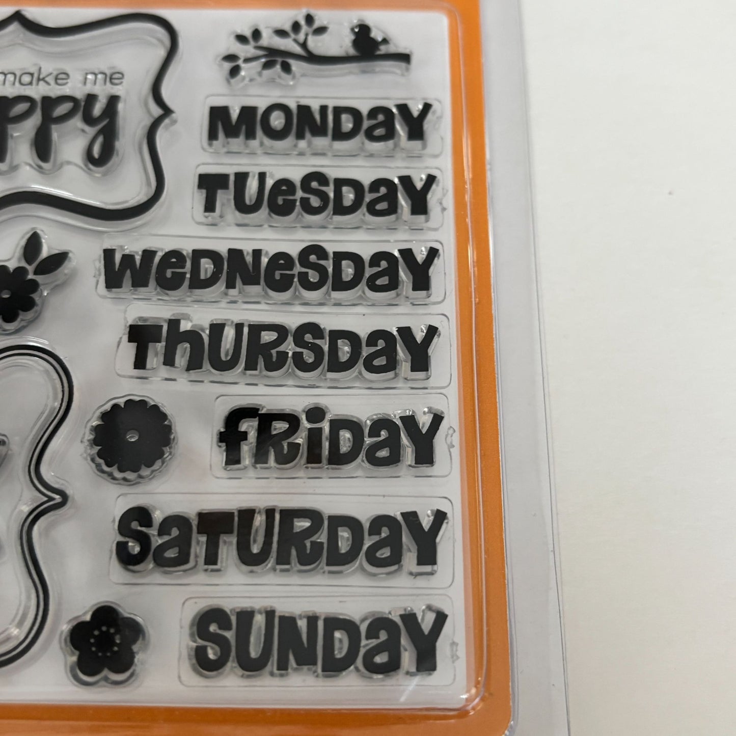 American Crafts Brand Clear Stamps Planner Days of the Week Bird Floral Border Cardmaking