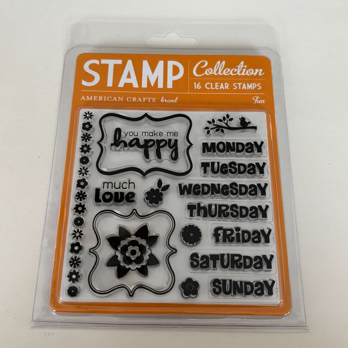 American Crafts Brand Clear Stamps Planner Days of the Week Bird Floral Border Cardmaking