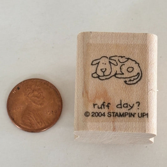 Stampin Up Rubber Stamp Ruff Day Dog Pun Rough Get Well Soon Card Making Words Animal