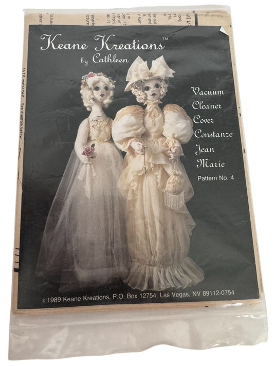 Keane Kreations Sewing Pattern Vacuum Cleaner Cover Bride Wedding Doll Vintage 4