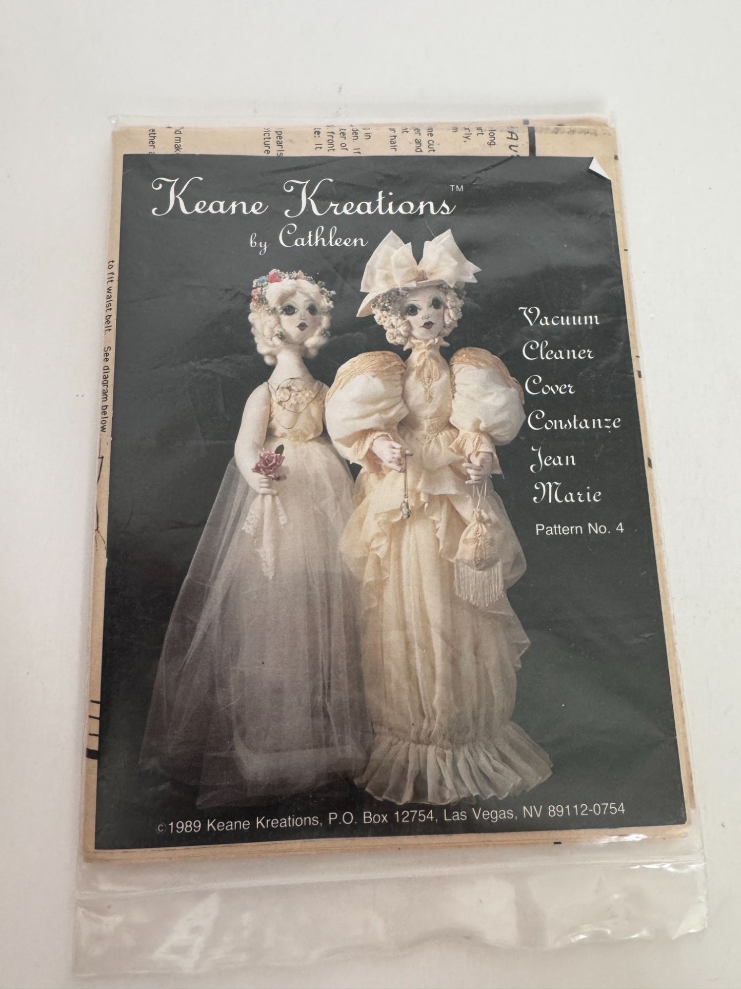 Keane Kreations Sewing Pattern Vacuum Cleaner Cover Bride Wedding Doll Vintage 4