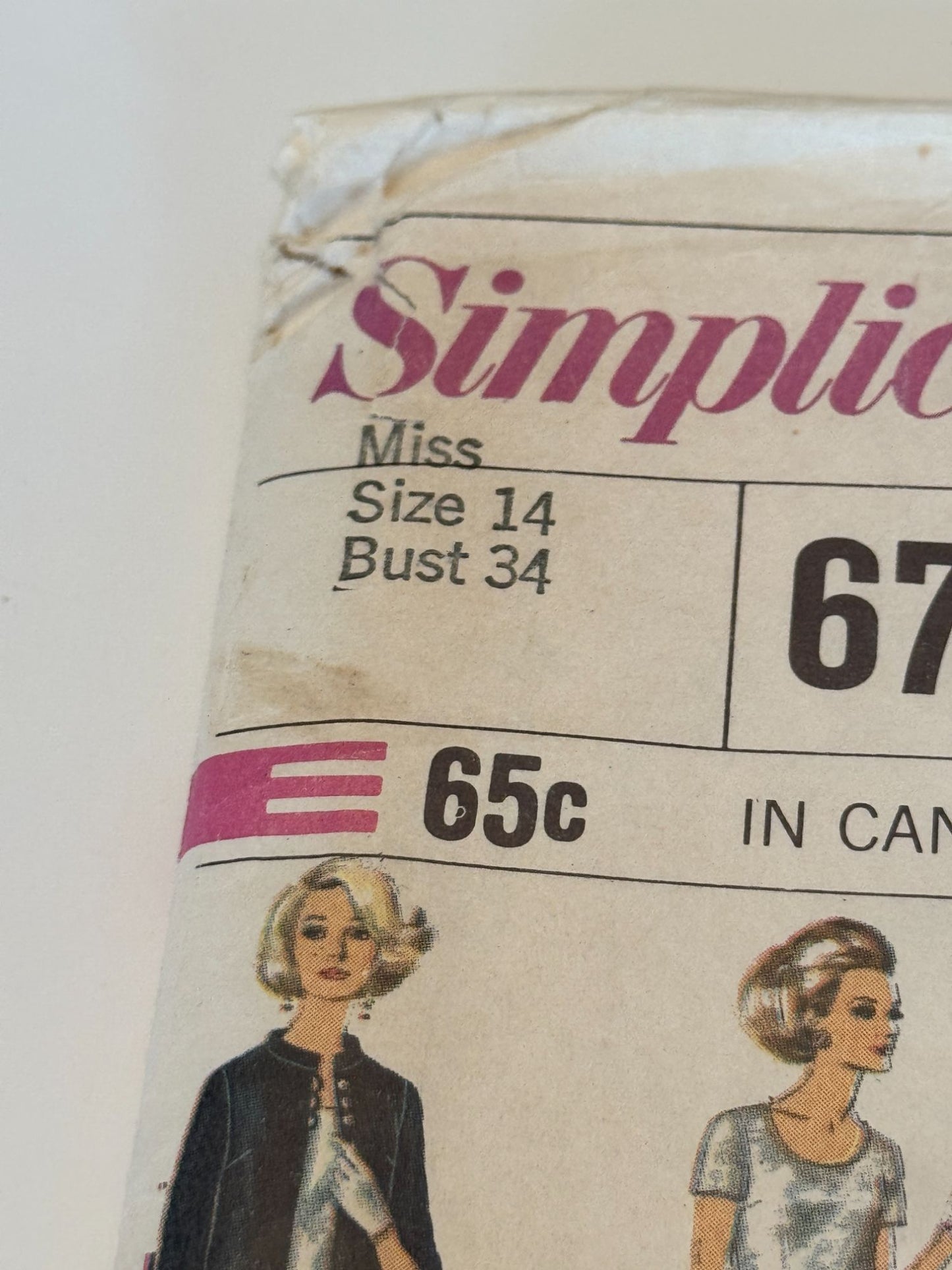 Simplicity Sewing Pattern 6787 Jacket Blouse Skirt 14 Designer Fashion 1960s UC