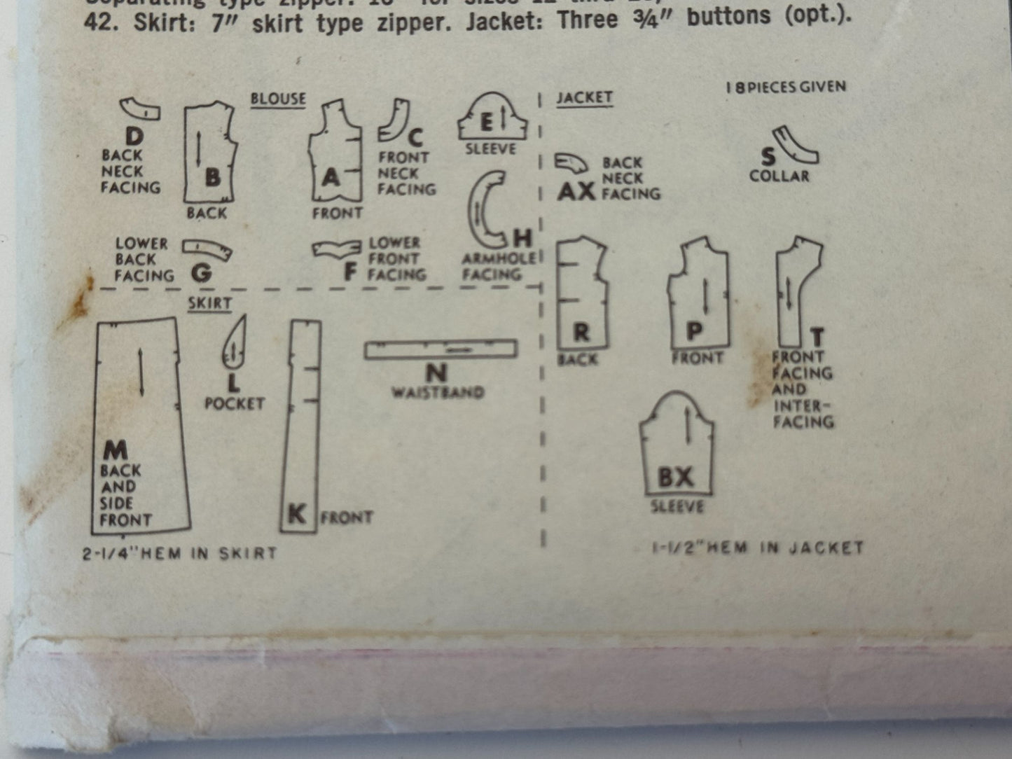 Simplicity Sewing Pattern 6787 Jacket Blouse Skirt 14 Designer Fashion 1960s UC