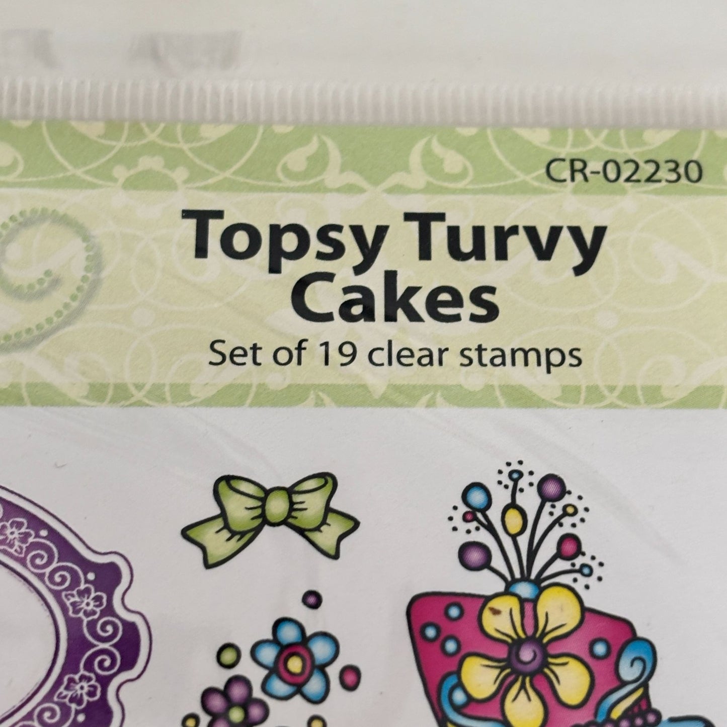 Topsy Turvy Cakes Clear Stamps Set Birthday Wishes Words JustRite Papercrafting Cardmaking Oval Cupcake