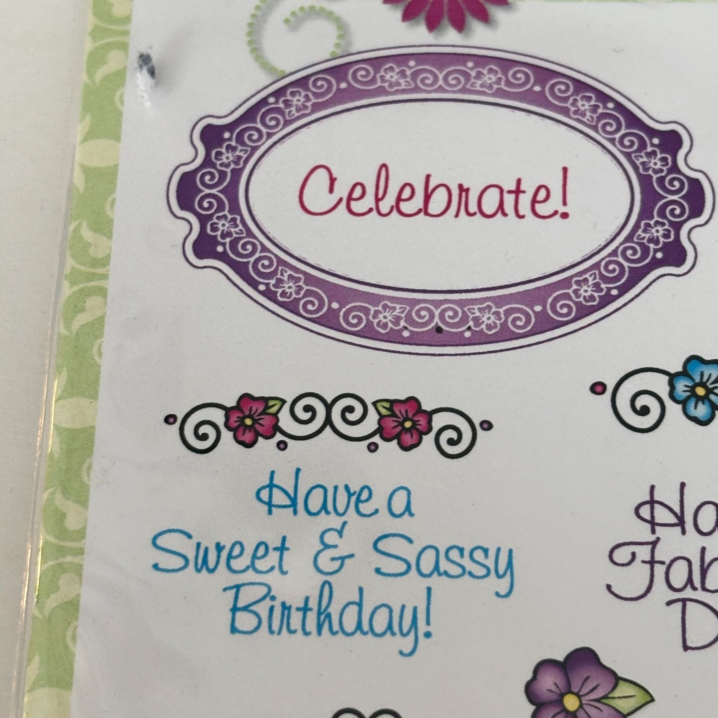 Topsy Turvy Cakes Clear Stamps Set Birthday Wishes Words JustRite Papercrafting Cardmaking Oval Cupcake