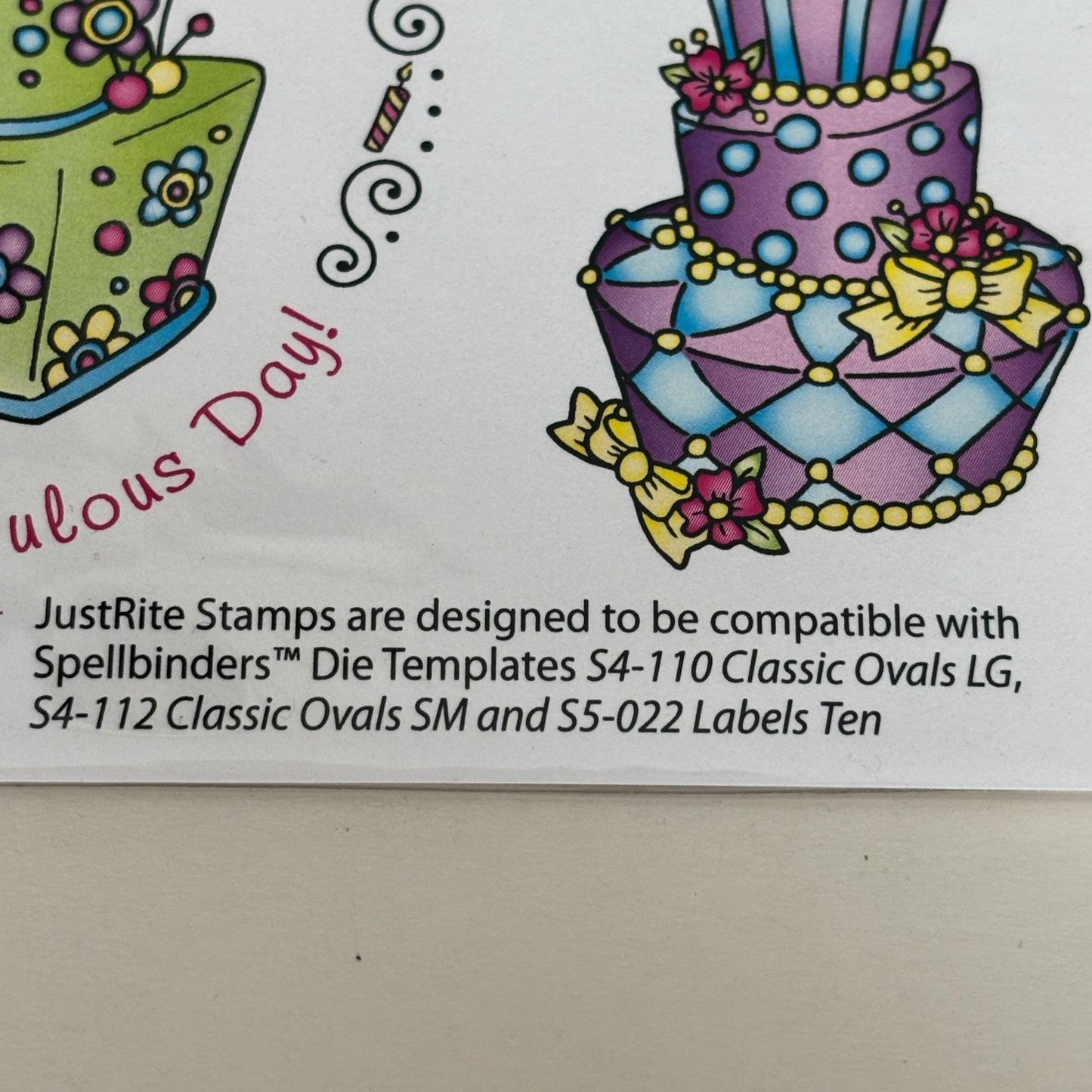 Topsy Turvy Cakes Clear Stamps Set Birthday Wishes Words JustRite Papercrafting Cardmaking Oval Cupcake