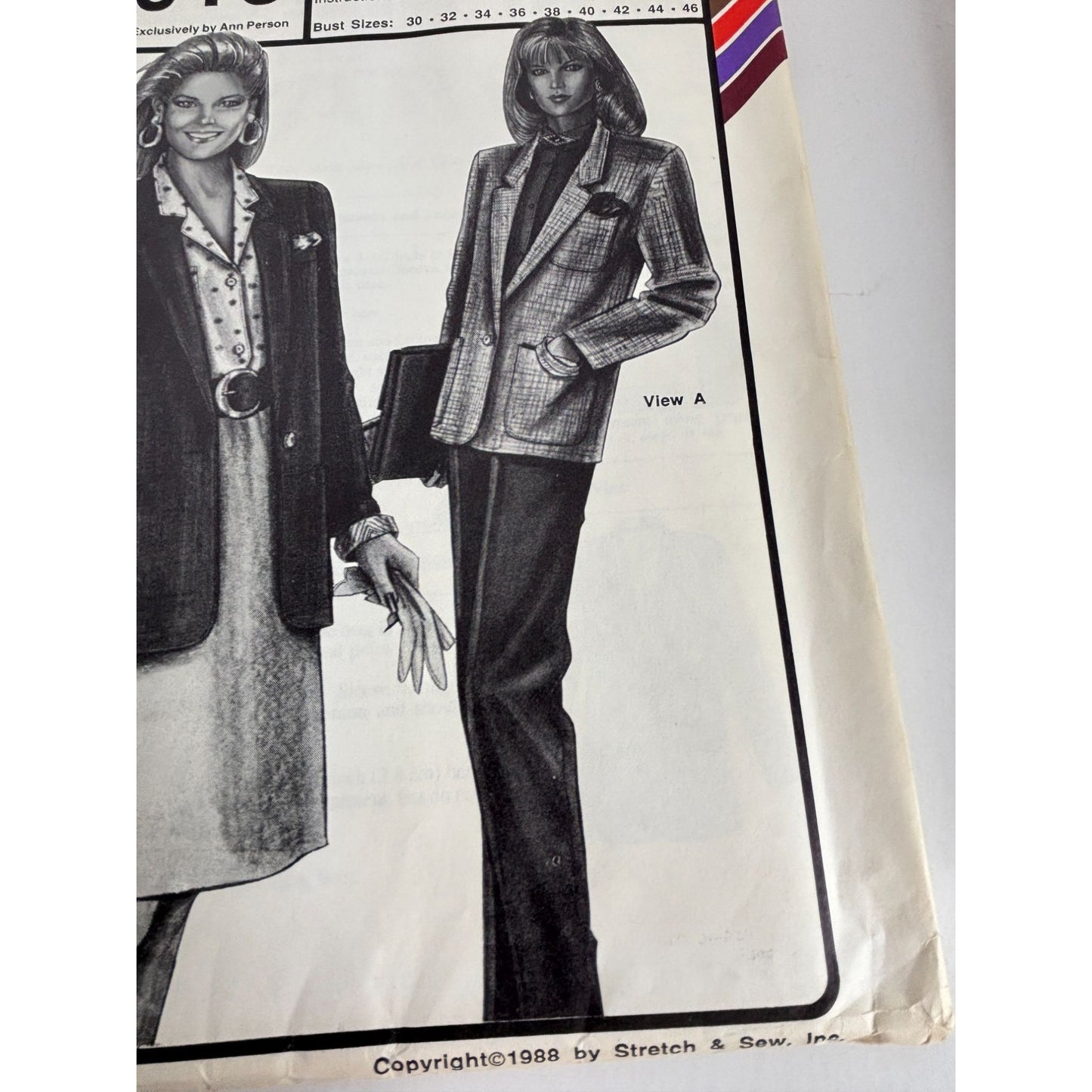 Stretch and Sew Sewing Pattern 1013 Classic Jacket Work Blazer Bust 30-46 in UC