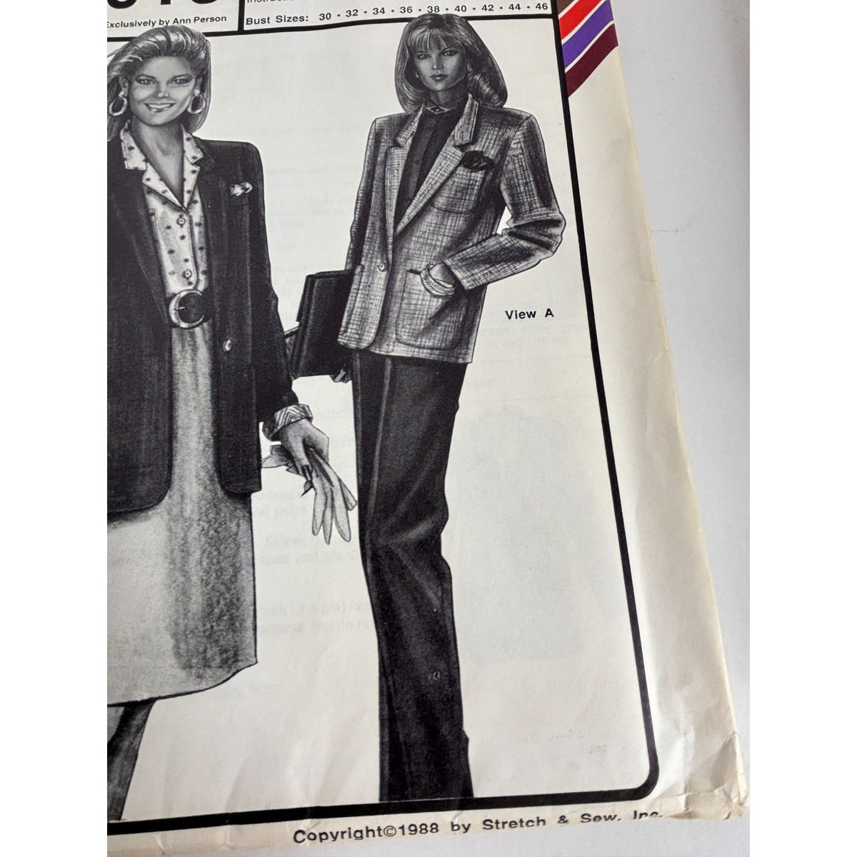 Stretch and Sew Sewing Pattern 1013 Classic Jacket Work Blazer Bust 30-46 in UC