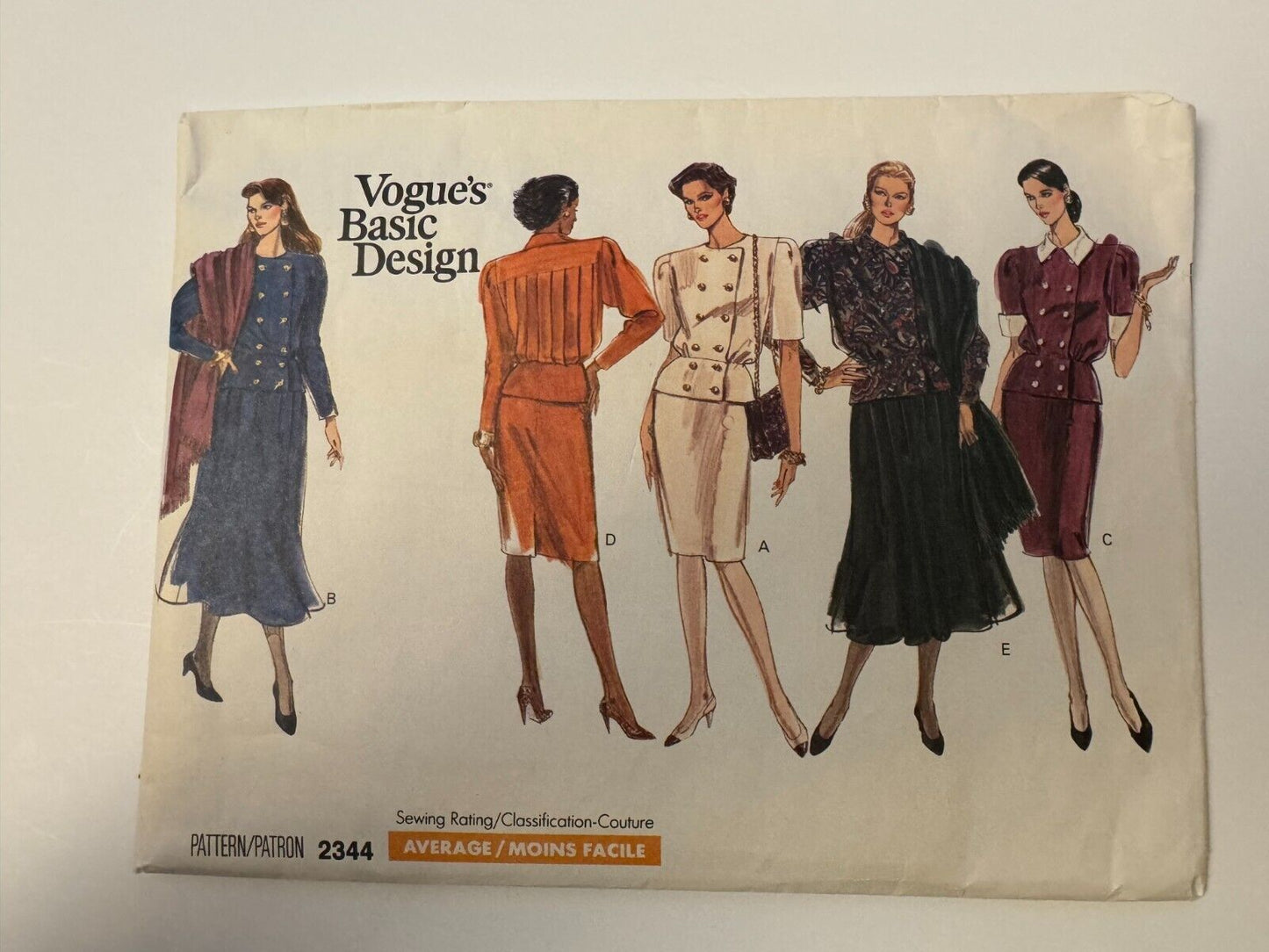 Vogue Sewing Pattern 2344 Blouson Top A-Line Skirt Work Career 12 14 16 Uncut