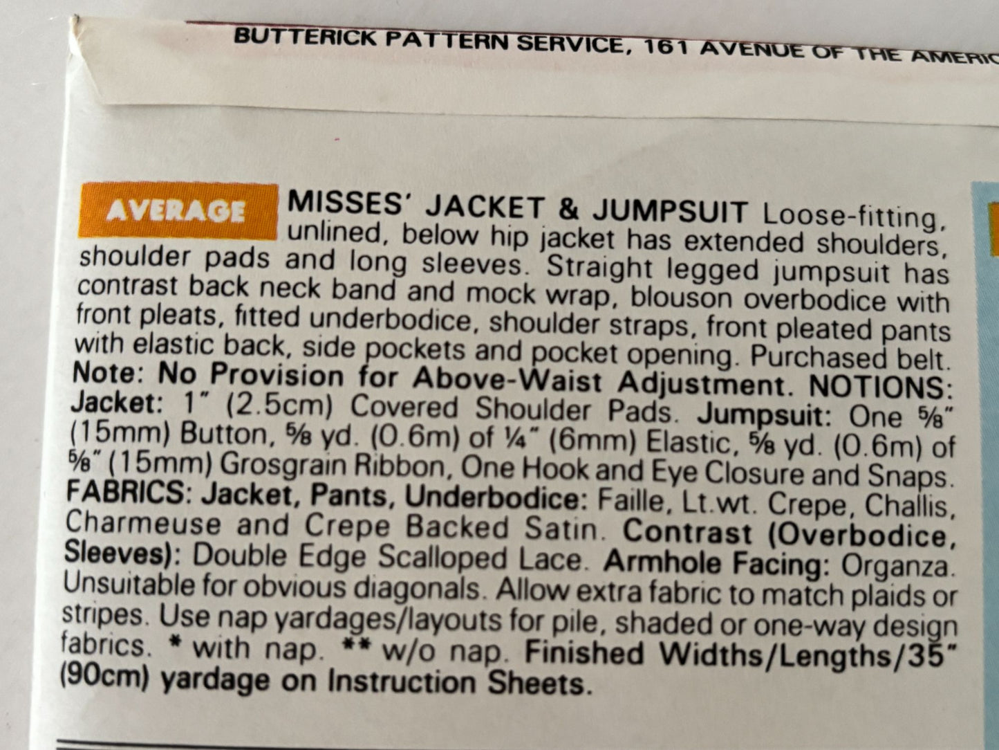 Butterick Sewing Pattern 6527 Jumpsuit Quiet Luxury Minimalist Formal Jacket Suit 6-10 Uncut