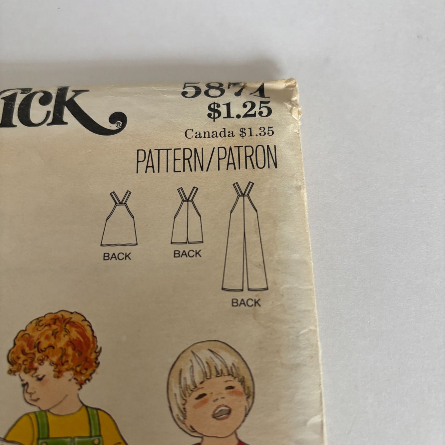 Butterick Sewing Pattern 5874 Vintage 1970s Kids Jumper Jumpsuit Outfit Size 3 Retro Uncut