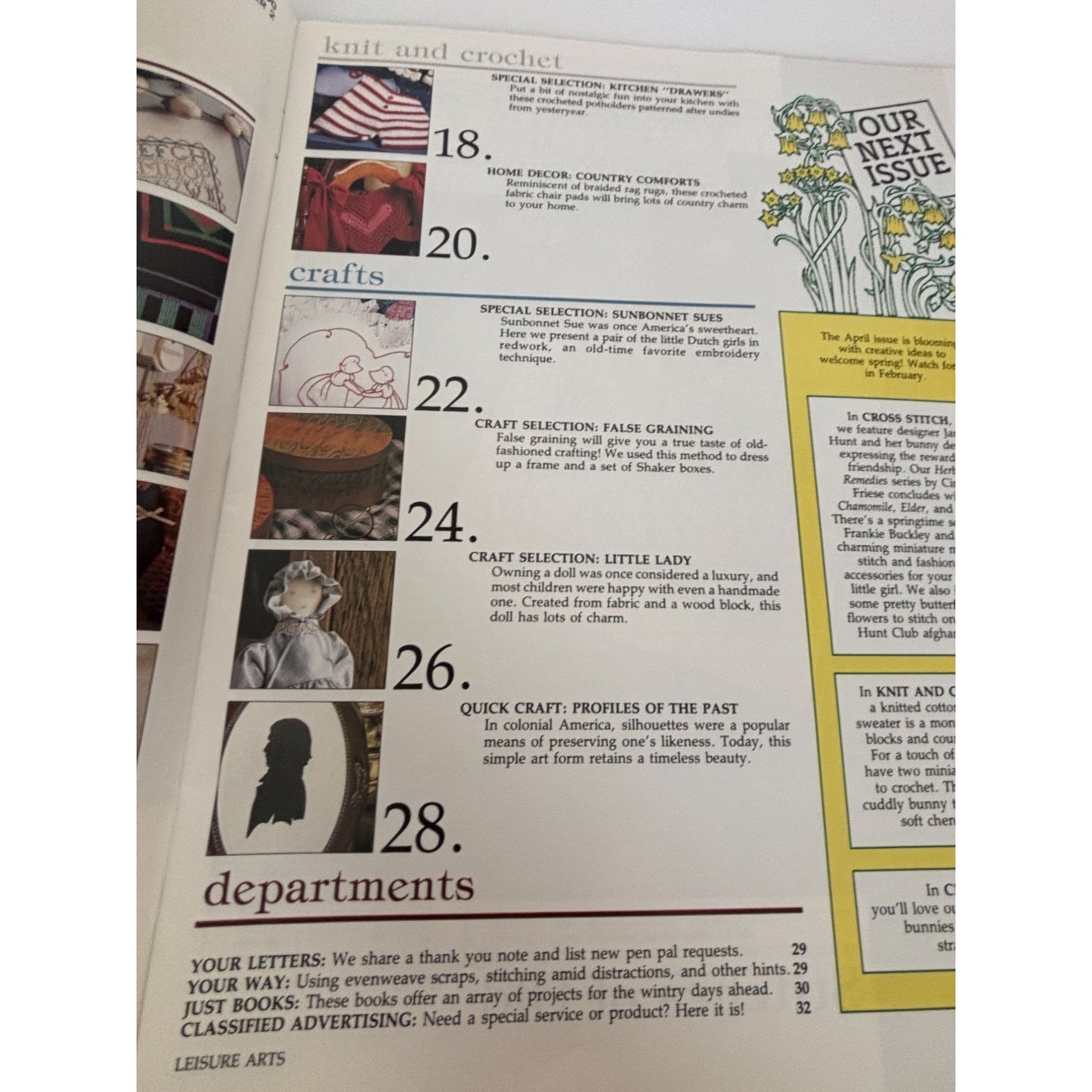 Leisure Arts February 1990 Magazine Cross Stitch The Stitcher Seamstress Craft