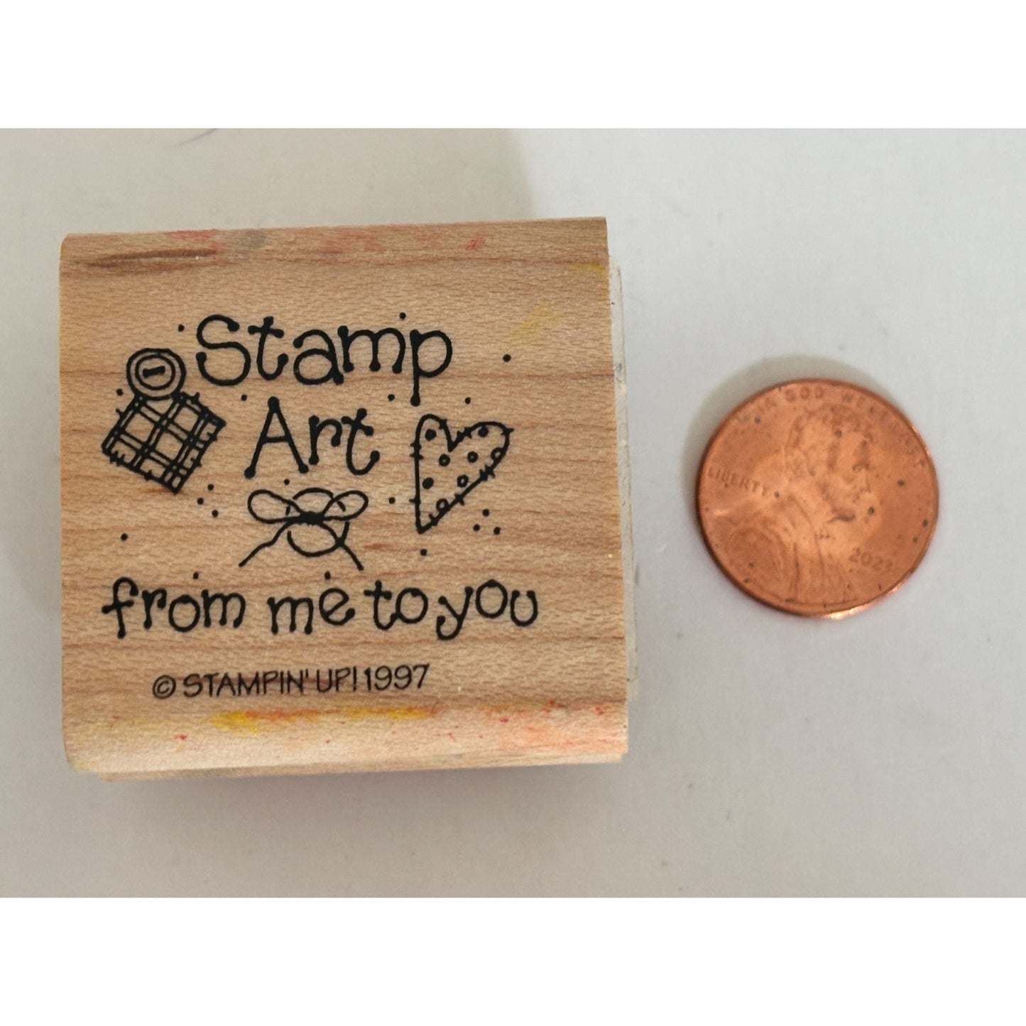 Stampin Up Rubber Stamp Art From Me To You Gift Tag Card Making Scrapbook Craft Wood Mounted