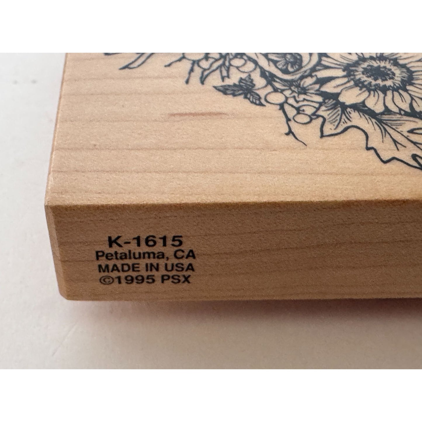 PSX Rubber Stamp Floral Wreath Sunflowers Acorns Country Kansas Summer K-1615