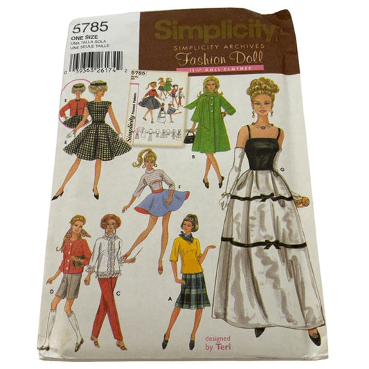 Simplicity Sewing Pattern 5785 Archives 11.5 Inch Fashion Doll Clothes Clothing