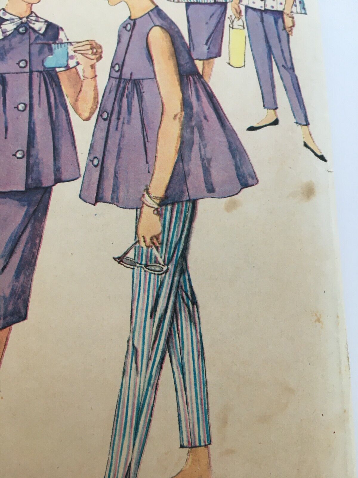 Vintage Maternity Sewing Pattern Simplicity 3813 Top Skirt Shirt Pants 12 Uncut