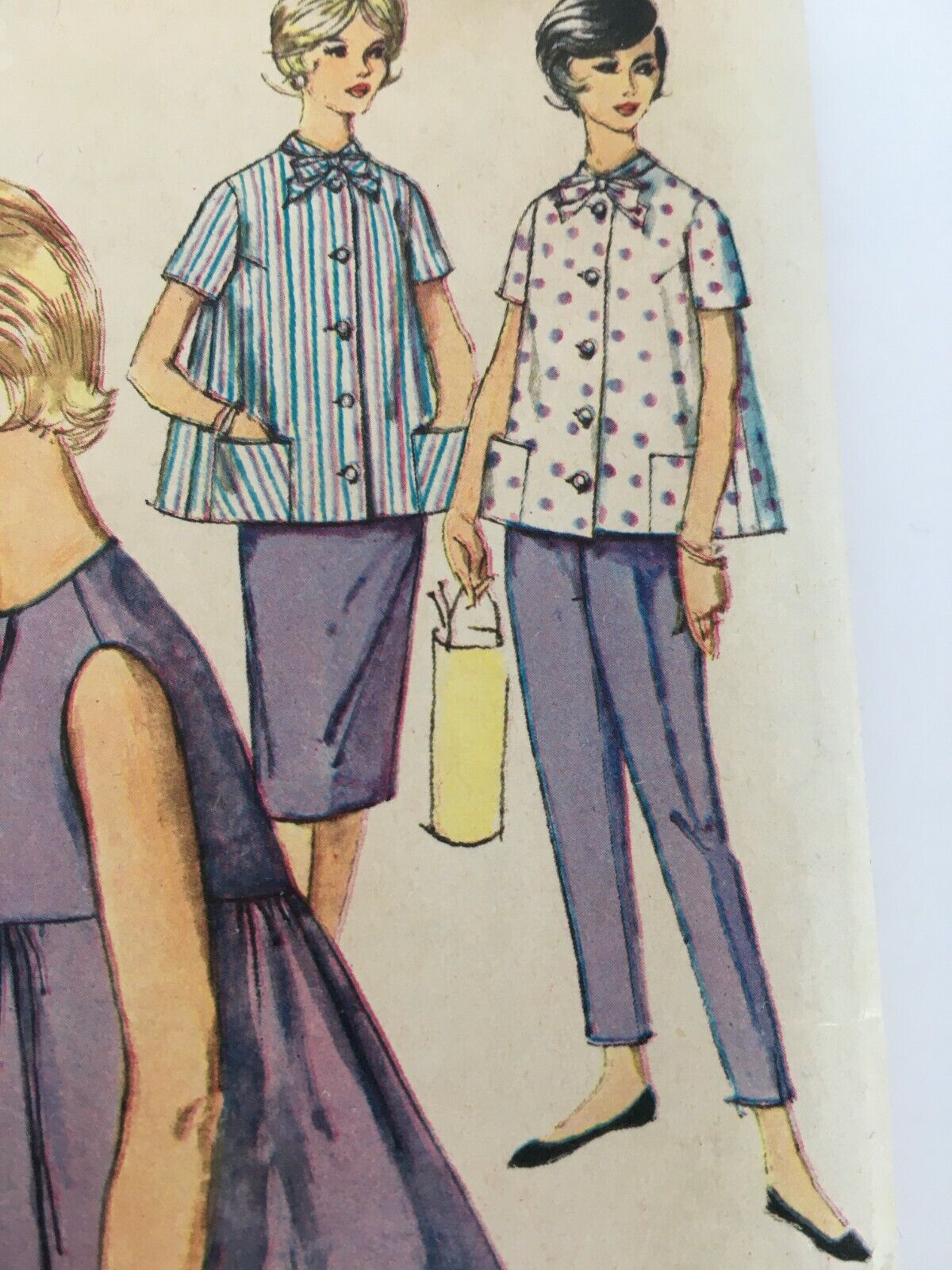 Vintage Maternity Sewing Pattern Simplicity 3813 Top Skirt Shirt Pants 12 Uncut