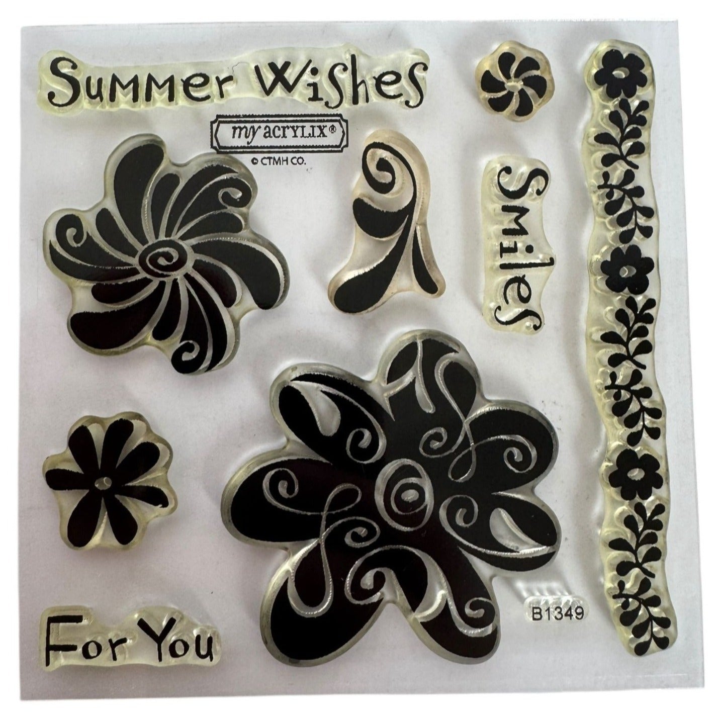 CTMH My Acrylix Acrylic Stamp Set Summer Wishes For You Flowers Floral Border