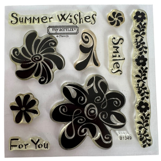 CTMH My Acrylix Acrylic Stamp Set Summer Wishes For You Flowers Floral Border