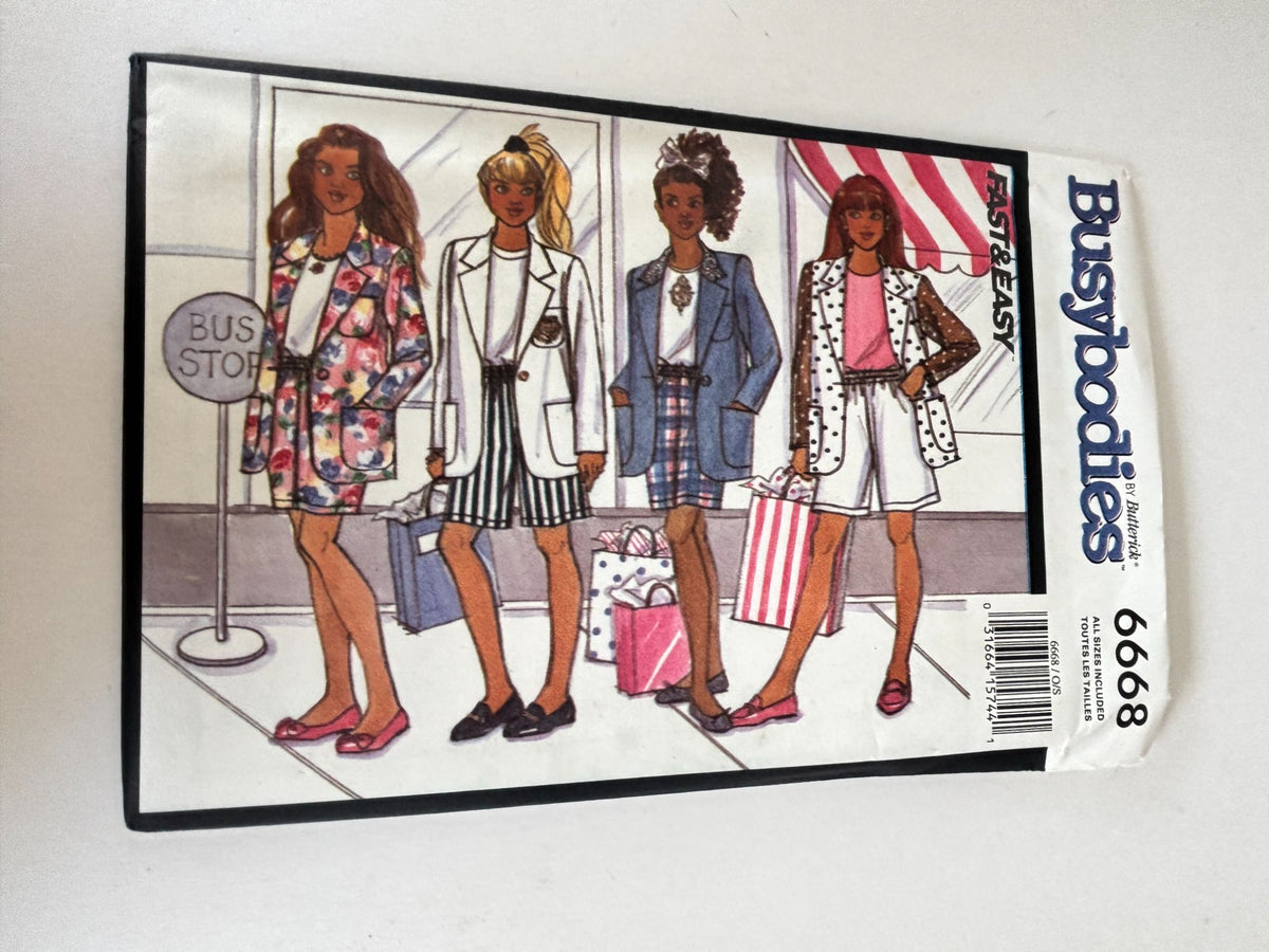Butterick Sewing Pattern 6668 Girls Jacket Skirt Shorts 90s Outfit 7-14 Preppy School Uncut