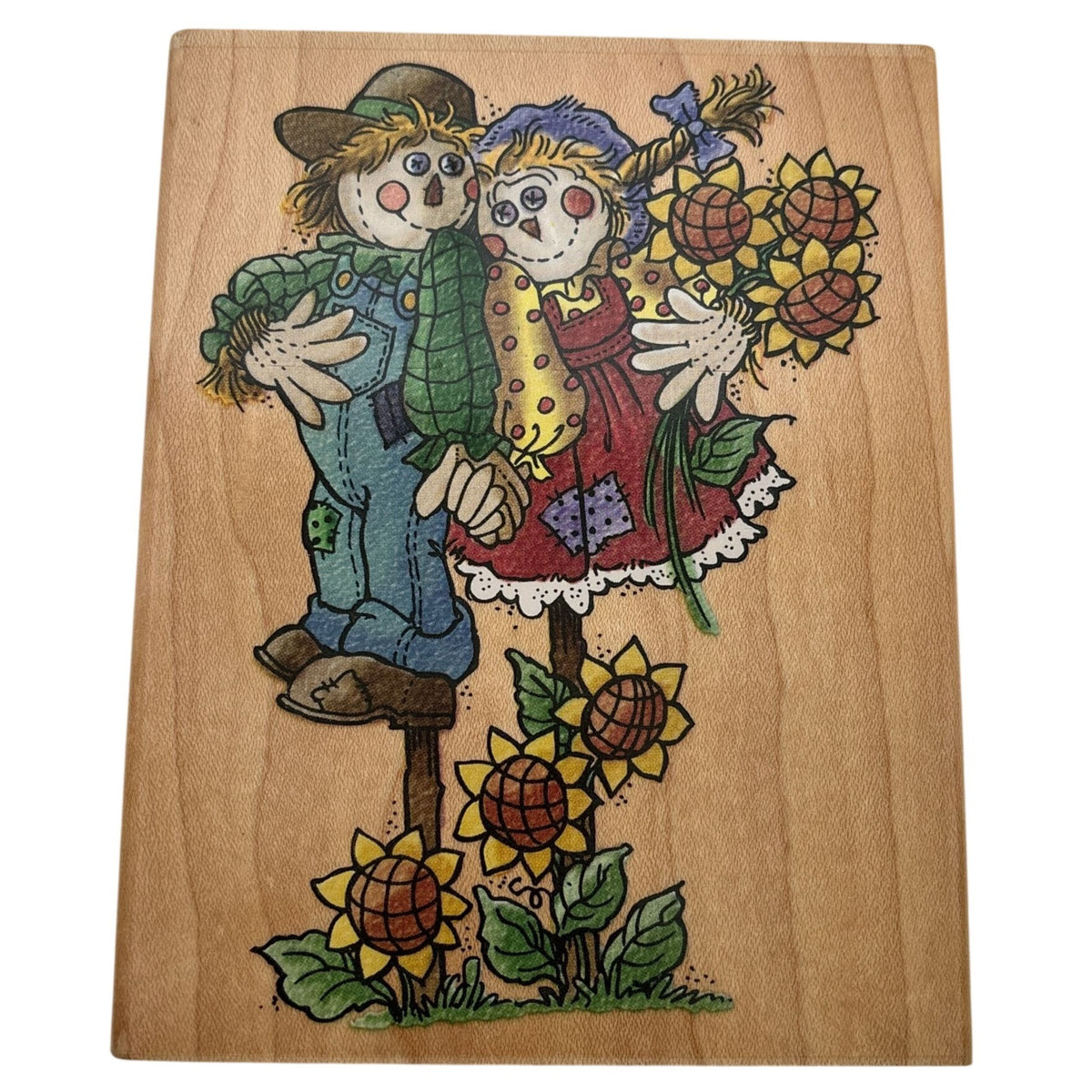 Stampendous Rubber Stamp Scarecrow Couple Sunflowers Sam and Sammy Card Making Thanksgiving Fall Season