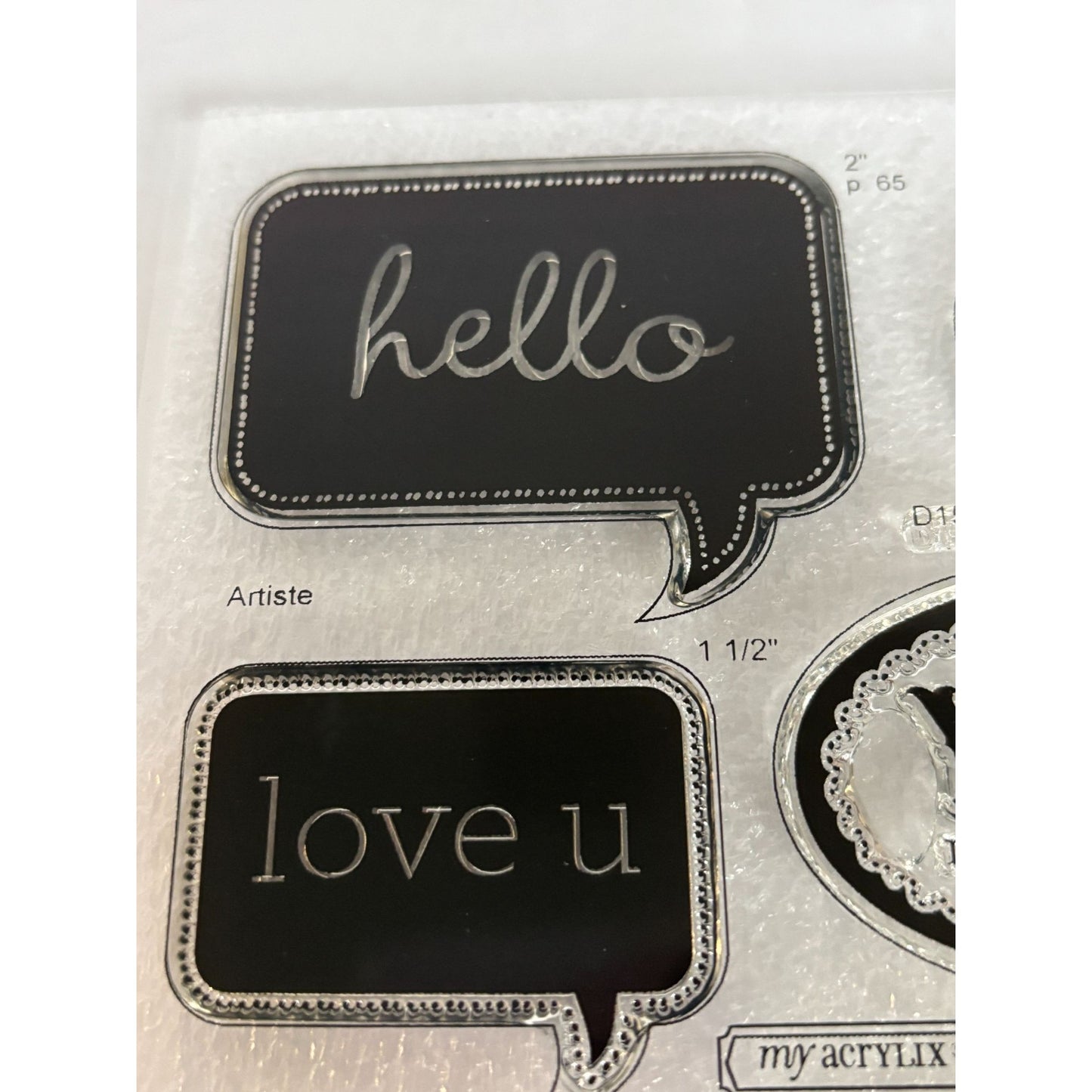 CTMH Acrylic Stamp Set Cricut Artiste Word Balloons Sentiments Words Love D1531