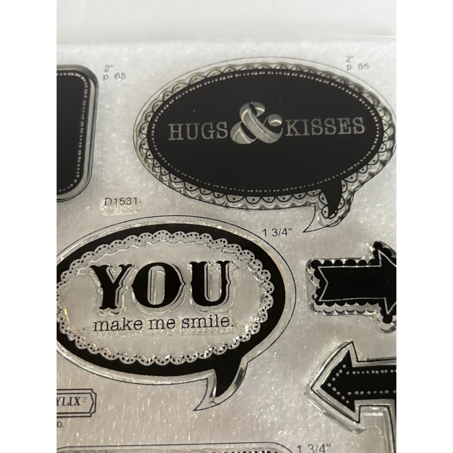 CTMH Acrylic Stamp Set Cricut Artiste Word Balloons Sentiments Words Love D1531