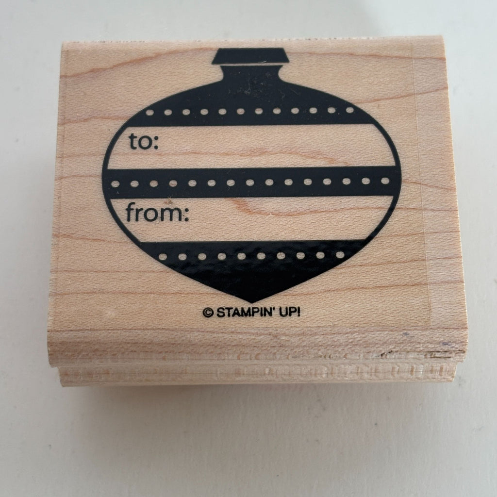 Stampin Up Rubber Stamp Christmas Ornament To From Gift Tag Card Making Holidays