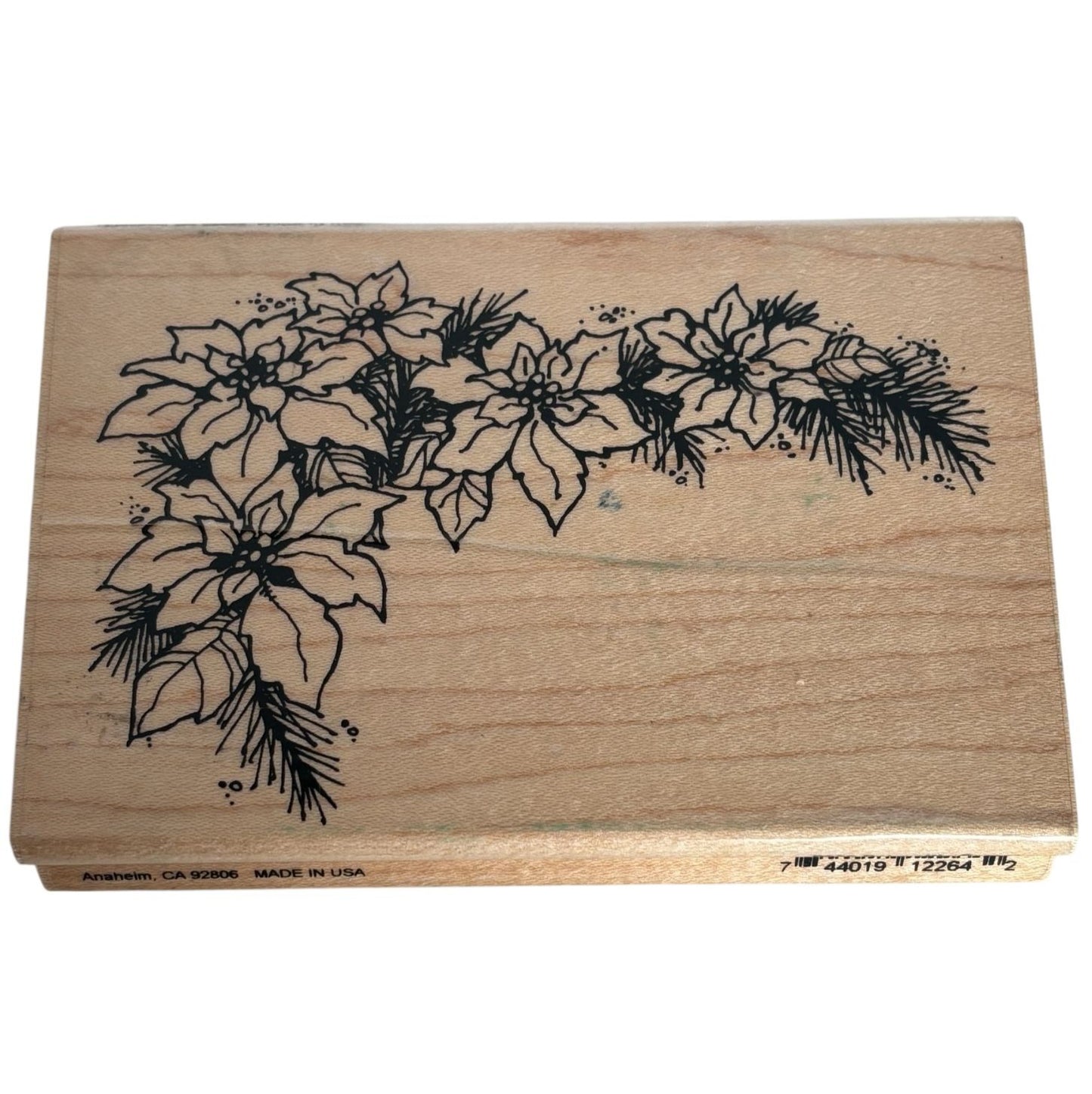 Stampendous Rubber Stamp Poinsettia Corner Flower Holidays Christmas Card Making