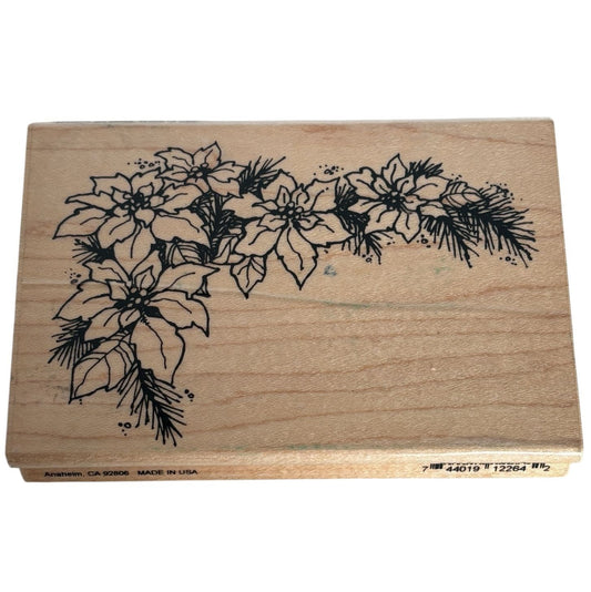 Stampendous Rubber Stamp Poinsettia Corner Flower Holidays Christmas Card Making