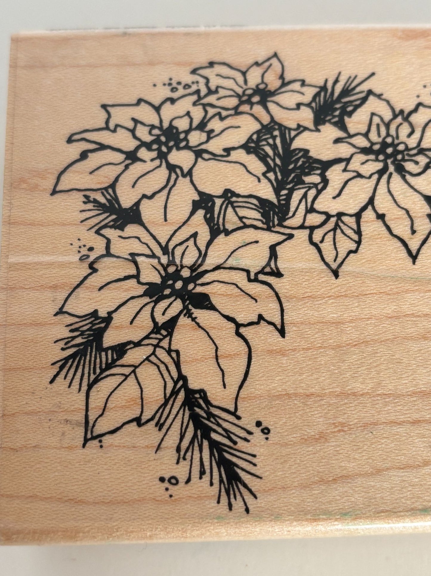 Stampendous Rubber Stamp Poinsettia Corner Flower Holidays Christmas Card Making