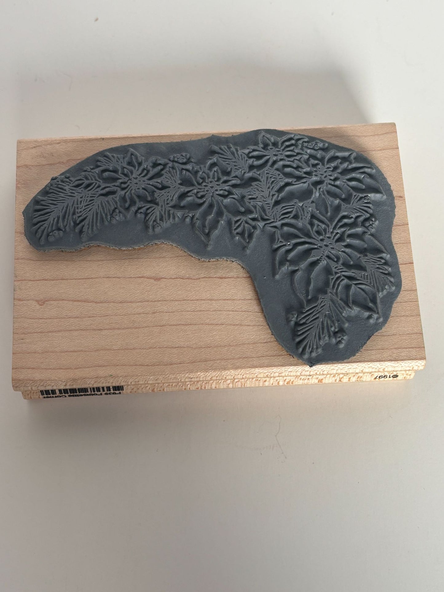 Stampendous Rubber Stamp Poinsettia Corner Flower Holidays Christmas Card Making