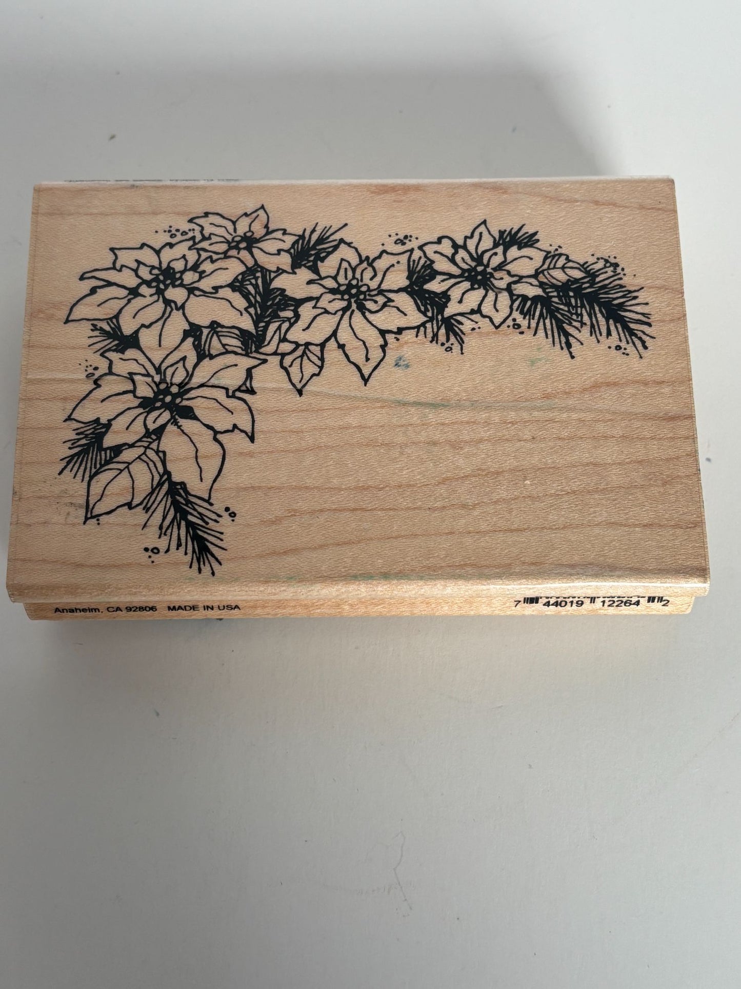 Stampendous Rubber Stamp Poinsettia Corner Flower Holidays Christmas Card Making