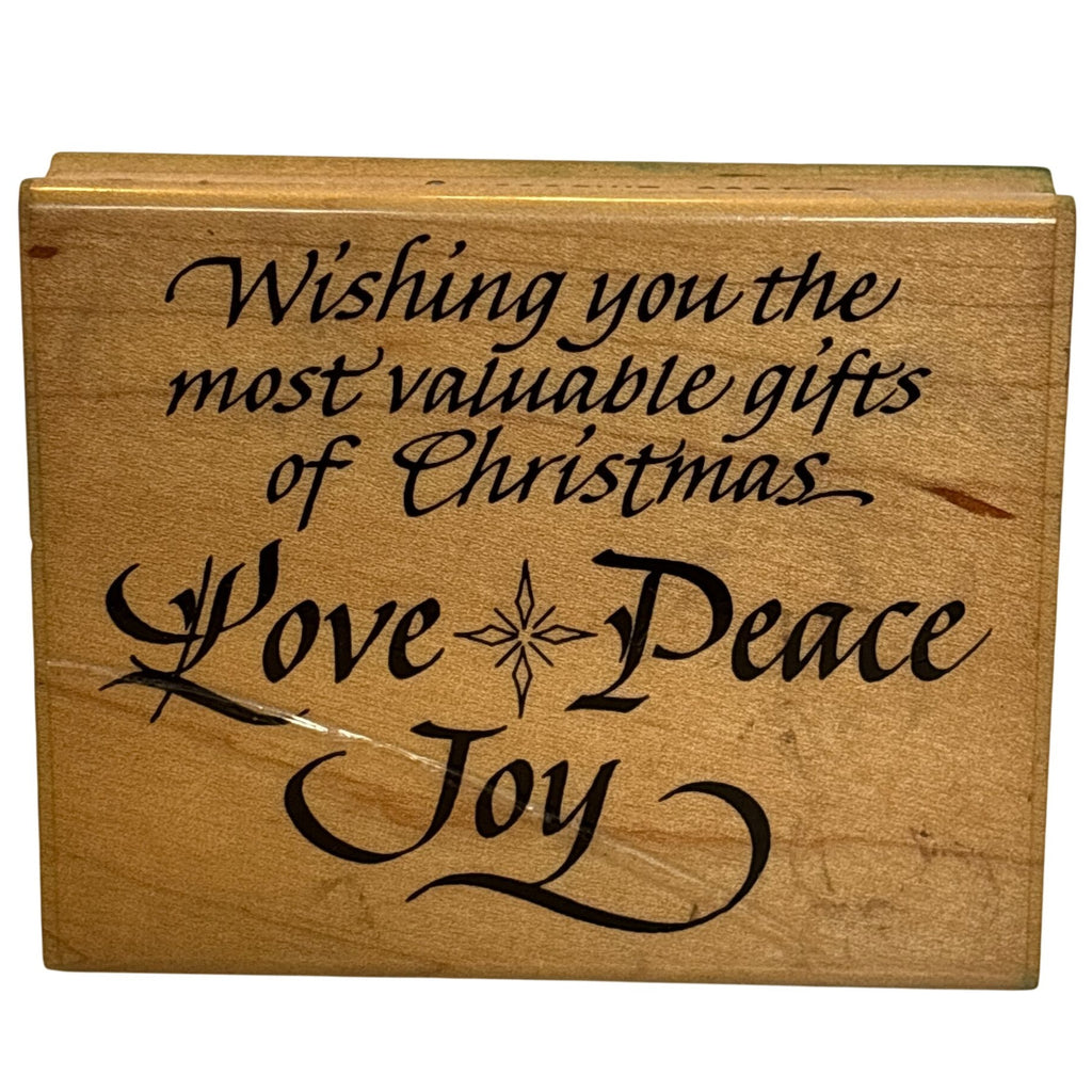 Embossing Arts Rubber Stamp Love Peace Joy Christmas Card Making Holidays Words Sentiment Wooden