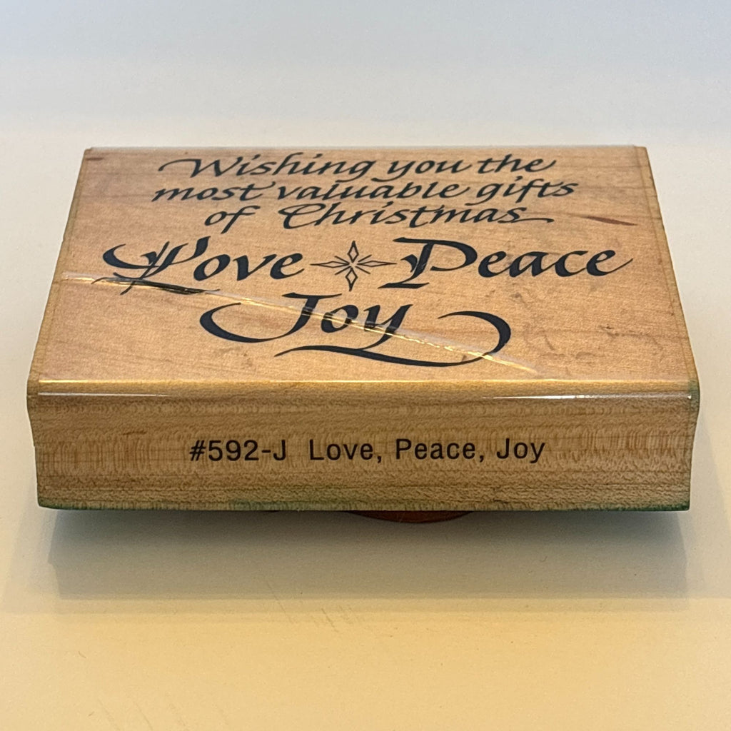 Embossing Arts Rubber Stamp Love Peace Joy Christmas Card Making Holidays Words Sentiment Wooden
