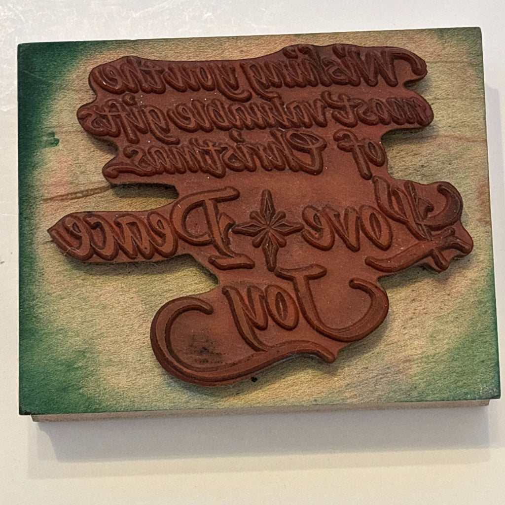 Embossing Arts Rubber Stamp Love Peace Joy Christmas Card Making Holidays Words Sentiment Wooden