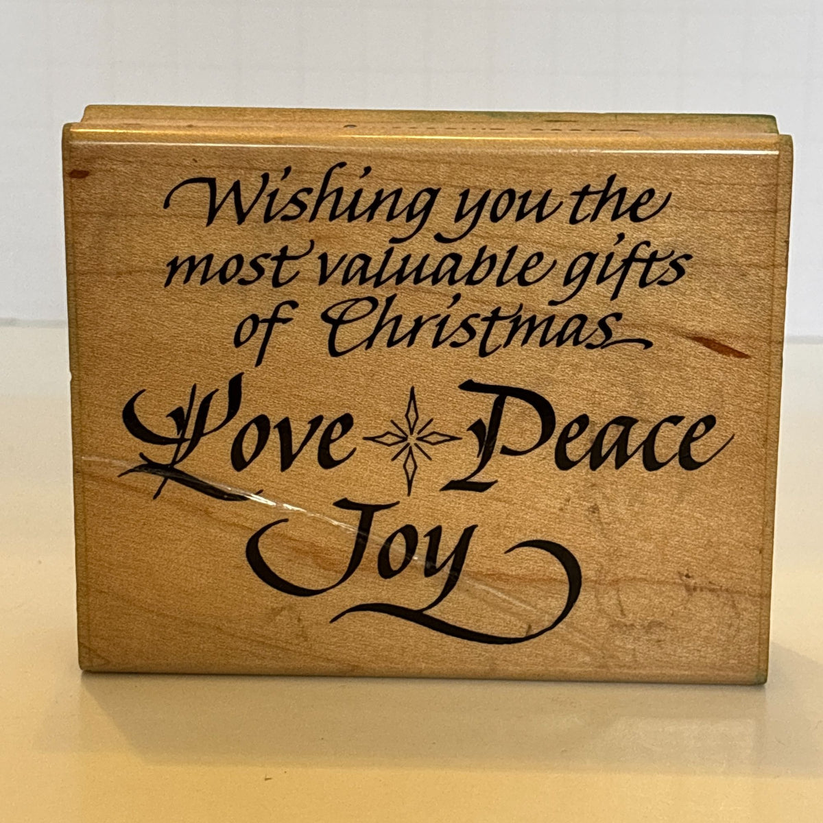 Embossing Arts Rubber Stamp Love Peace Joy Christmas Card Making Holidays Words Sentiment Wooden