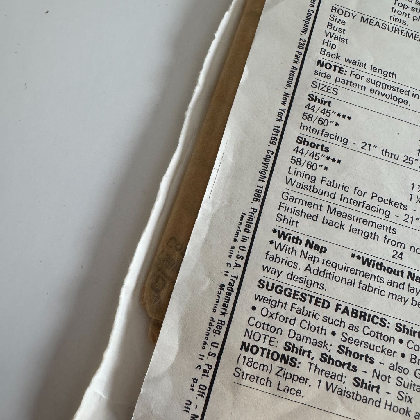 McCalls Sewing Pattern 2454 Easy Fit Button Shirt Shorts Summer Cruise 14 UC 80s