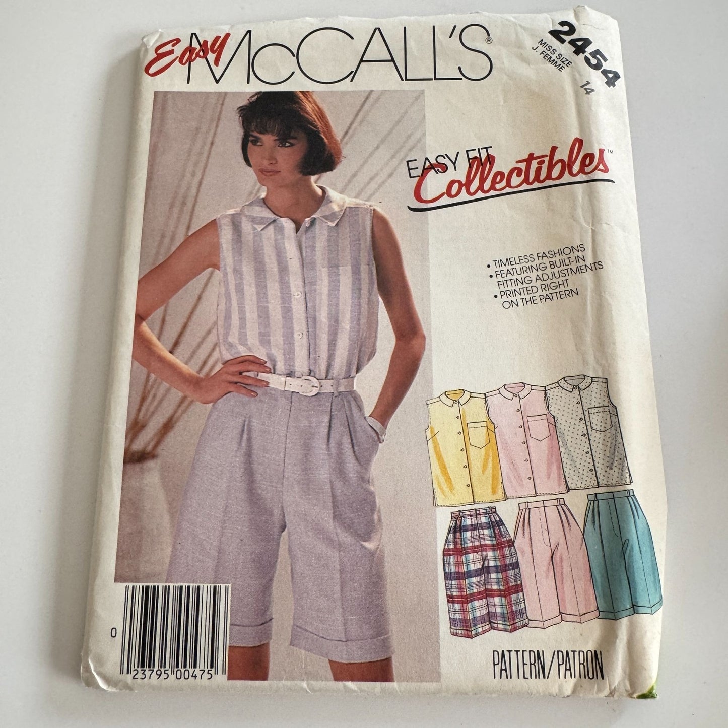 McCalls Sewing Pattern 2454 Easy Fit Button Shirt Shorts Summer Cruise 14 UC 80s