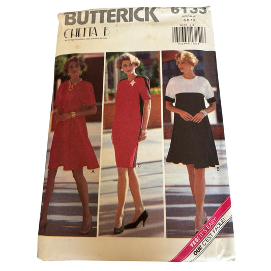 Butterick Sewing Pattern 6133 Slightly Flared Dress Career Work Easy UC 6 8 10